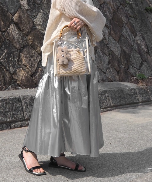 「minia」 フラットサンダル LL シルバー レディース_画像3