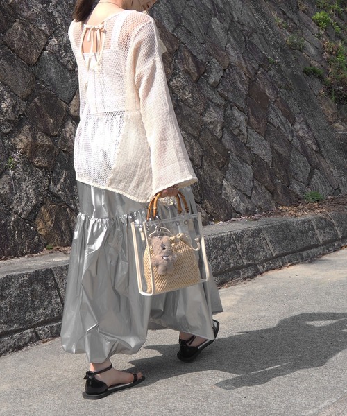 「minia」 フラットサンダル LL シルバー レディース_画像4