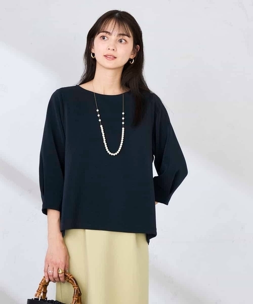 a.v.v（アー・ヴェ・ヴェ） tシャツ 半袖 光沢リップル七分袖