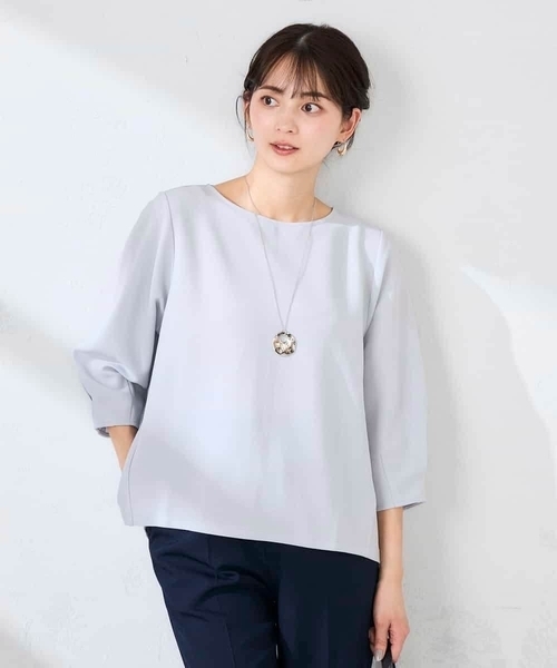 a.v.v（アー・ヴェ・ヴェ） tシャツ 半袖 光沢リップル七分袖