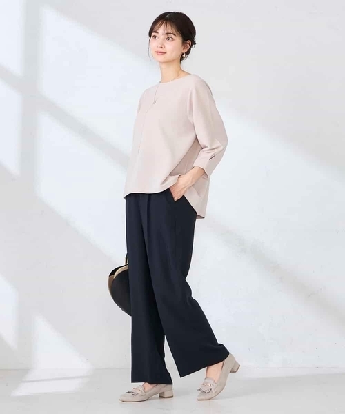 a.v.v（アー・ヴェ・ヴェ） tシャツ 半袖 光沢リップル七分袖