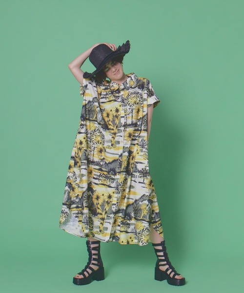 ワンピース オリジナルプリントシャツワンピースの画像