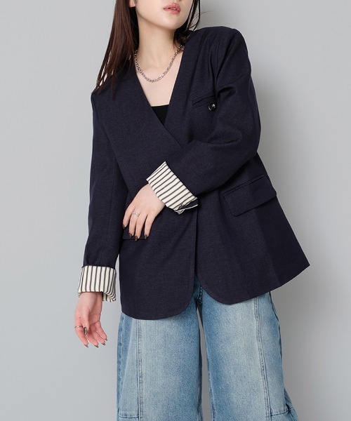 murea ジャケット ノーカラージャケット Vネックノーカラージャケット