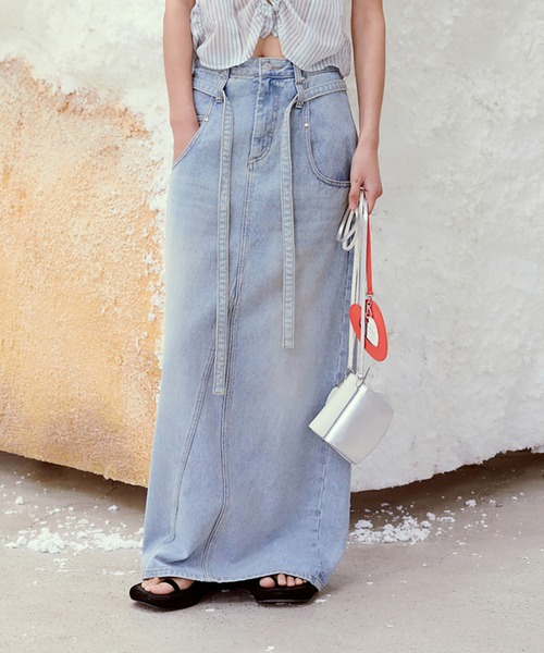 low classic デニムスカート LOW CLASSIC（ロウクラシック） デニムスカート Belted High-waist