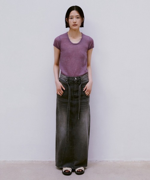 low classic デニムスカート LOW CLASSIC（ロウクラシック） デニムスカート Belted High-waist