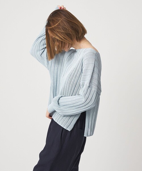 conte ニット セーター 「conte」ワイドリブ ボートネックニット