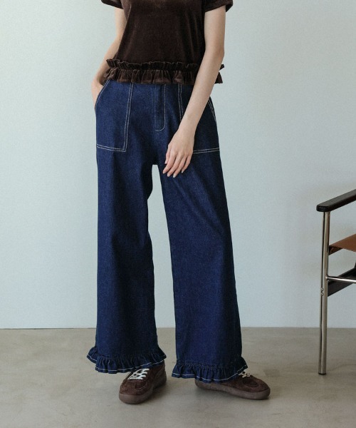 DONOBAN（ドノバン） パンツ 「裾フリルが大人のデニムスタイルに可愛
