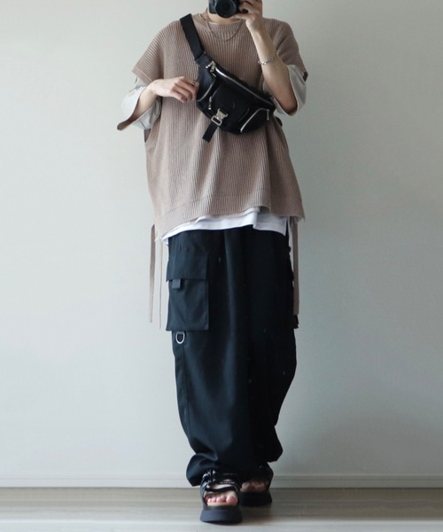 「LILL」 ノースリーブニット S ベージュ メンズ_画像3