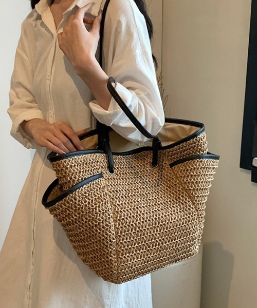 DEAN & DELUCA ストロートートバッグ DEAN & DELUCA - DEAN & DELUCA