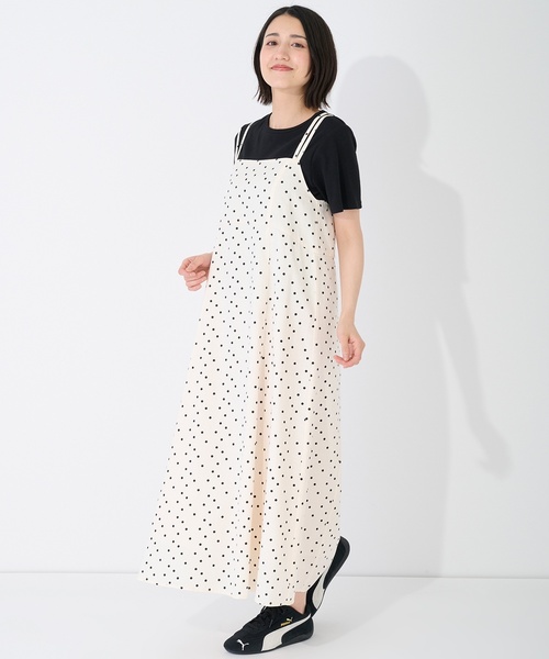 petit main LIEN ワンピース 「親子リンク」ドット柄キャミワンピース+