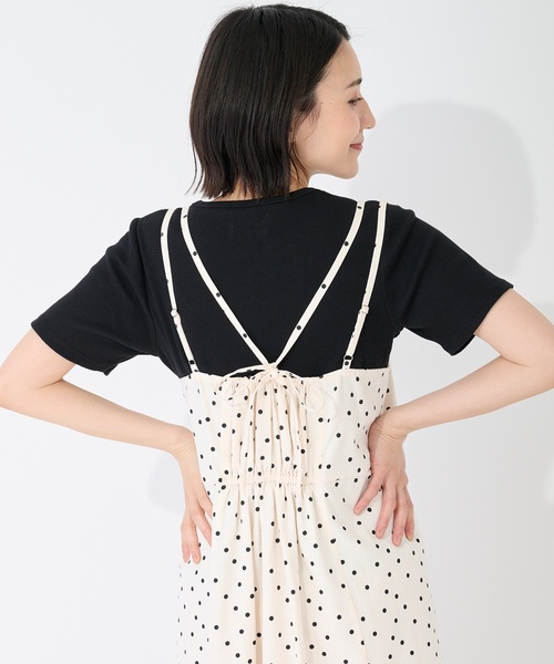 petit main LIEN シャツワンピース 「親子リンク」ドット柄キャミ