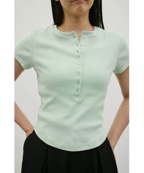tシャツ ヘンリーネックT レディースの画像