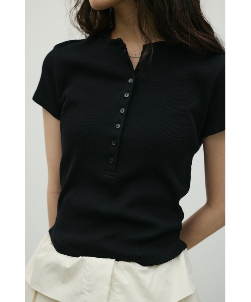 tシャツ ヘンリーネックT レディースの画像