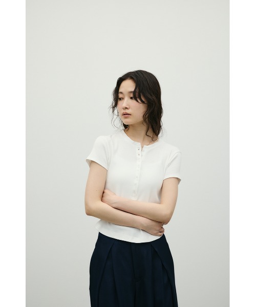 tシャツ ヘンリーネックT レディースの画像