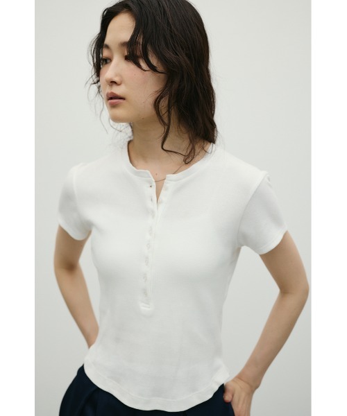 tシャツ ヘンリーネックT レディースの画像