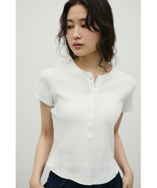 tシャツ ヘンリーネックT レディースの画像