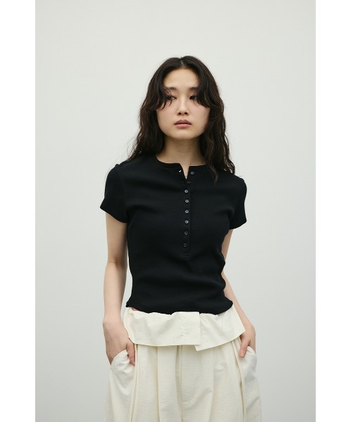 tシャツ ヘンリーネックT レディースの画像