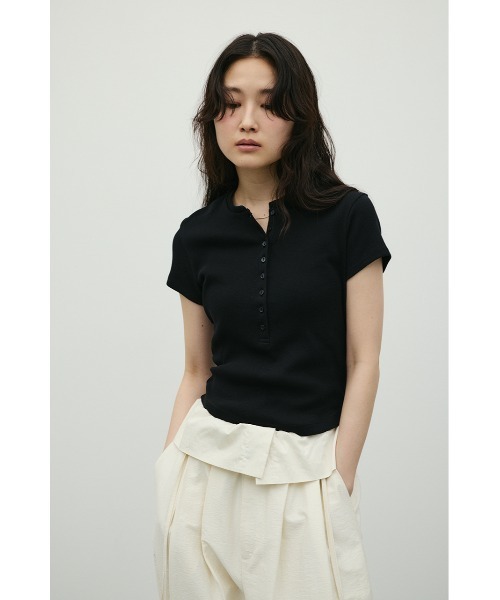 tシャツ ヘンリーネックT レディースの画像
