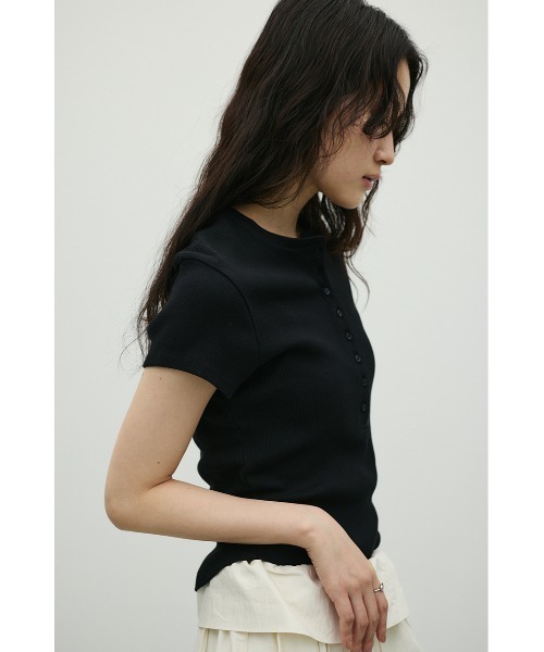 tシャツ ヘンリーネックT レディースの画像