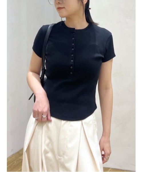 tシャツ ヘンリーネックT レディースの画像