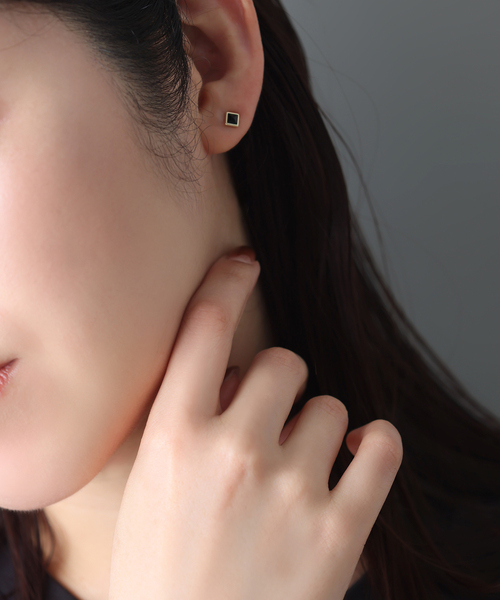 Lilas ピアス 「WEB限定」バイカラー2WAYフリンジピアス K10（両耳