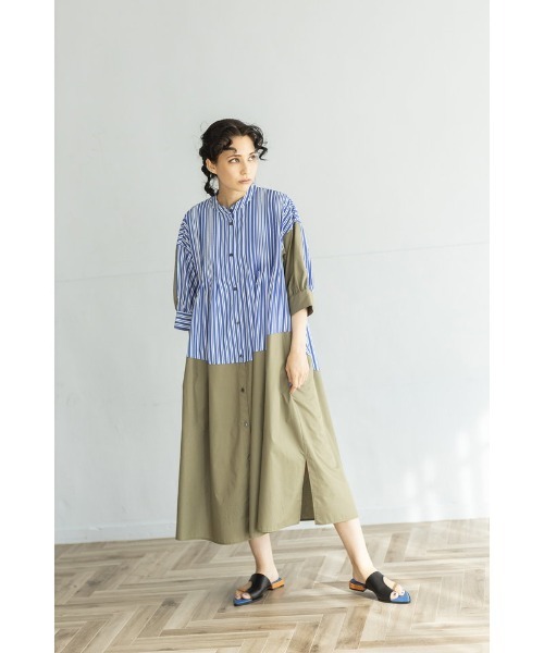 「OSMOSIS」 半袖ワンピース ONE SIZE ベージュ レディース_画像2