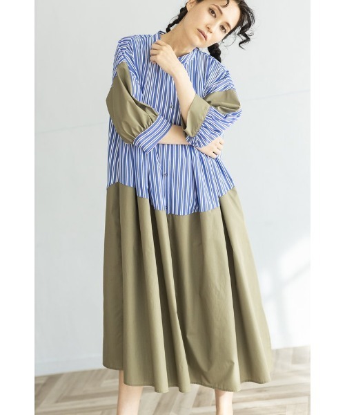 「OSMOSIS」 半袖ワンピース ONE SIZE ベージュ レディース_画像3
