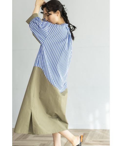「OSMOSIS」 半袖ワンピース ONE SIZE ベージュ レディース_画像4