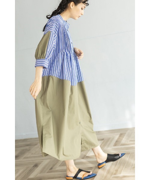 「OSMOSIS」 半袖ワンピース ONE SIZE ベージュ レディース_画像5
