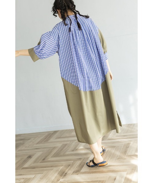 「OSMOSIS」 半袖ワンピース ONE SIZE ベージュ レディース_画像6