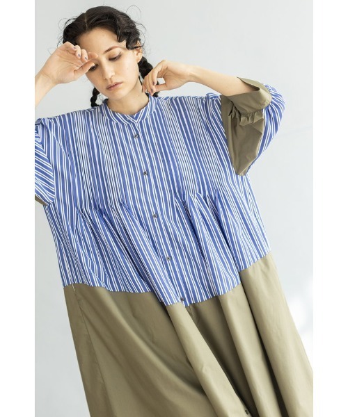 「OSMOSIS」 半袖ワンピース ONE SIZE ベージュ レディース_画像7