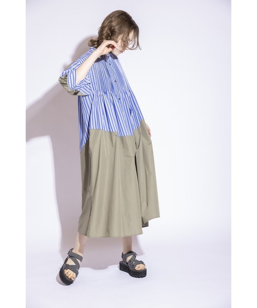 「OSMOSIS」 半袖ワンピース ONE SIZE ベージュ レディース_画像9