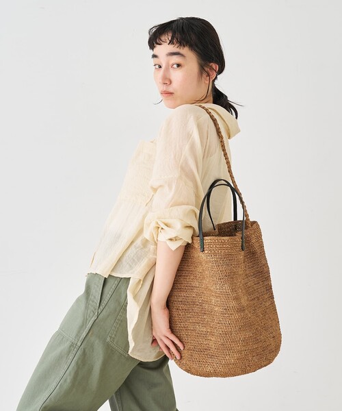 【coco♡hana出品】 collex（コレックス） かごバッグ カゴバッグ ラフィア革ハンドル2WAY