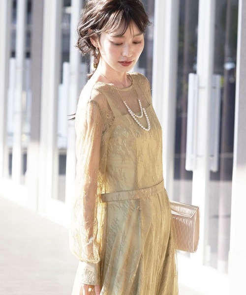 「Dorry Doll」 長袖ワンピース 38 イエロー レディース_画像8