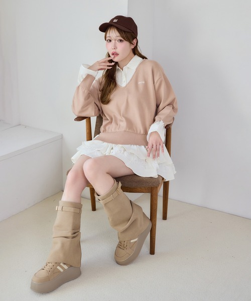 「one after another NICE CLAUP」 ドッキングワンピース FREE ブラック×ホワイト レディース_画像2