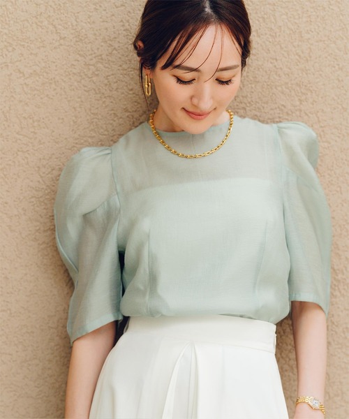 「ur's」 半袖ブラウス M ライトグリーン レディース_画像5