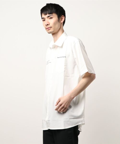 メンズ 半袖シャツ ロングテール ビッグシルエット N00383 オックス半袖シャツ ビッグシルエット 羽織り[品番：OE000007223