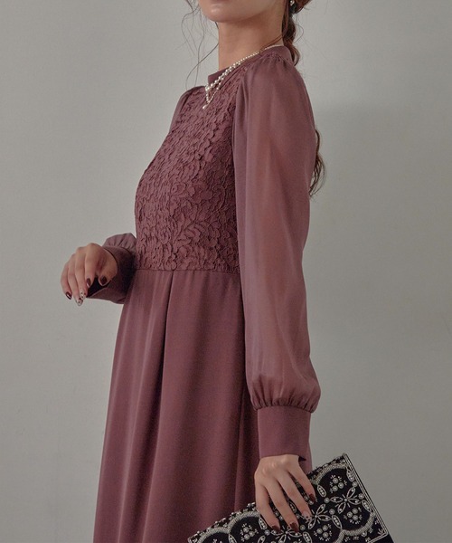 Dorry Doll ドレス ボトルネック レース×サテンドレス
