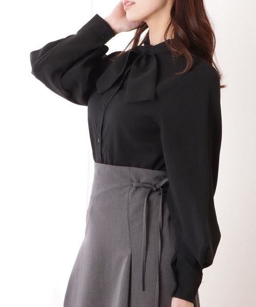 Lace Ladies ブラウス シャツ ボウタイ ボリューム袖 レディース
