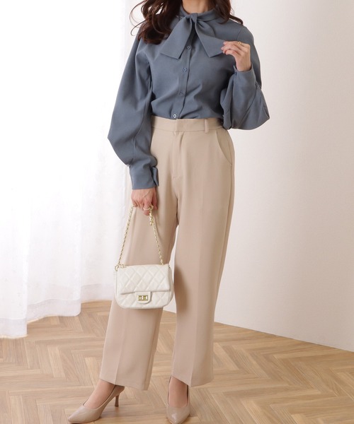 Lace Ladies ブラウス シャツ ボウタイ ボリューム袖 レディース