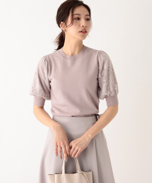 ニット スリーブレースパフスリーブニット【WEB限定サイズ】 ニット スリーブレースパフスリーブニット【WEB限定サイズ】