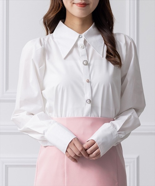 Loungedress ブラウス シャツ カットジョーゼットフレンチ