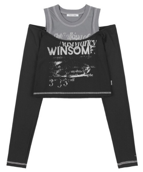 tシャツ 「FANCY CLUB」WINSOME OFF SHOULDER HALTERNECK CROP TEE レディース FANCY CLUB tシャツ 「FANCY CLUB」WINSOME OFF SHOULDER