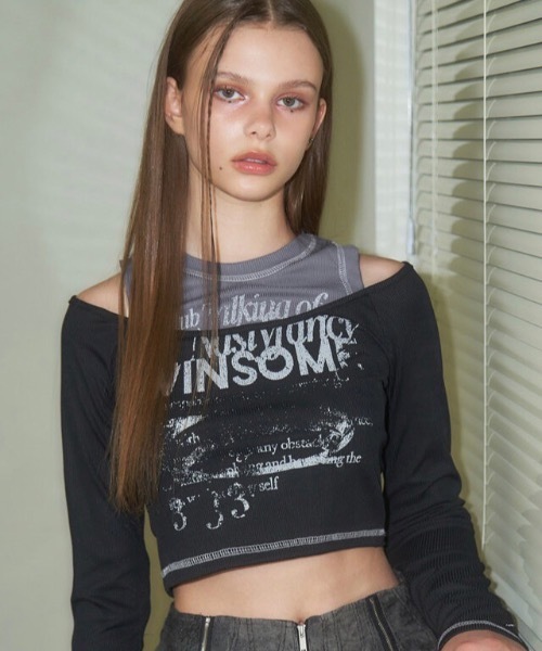 tシャツ 「FANCY CLUB」WINSOME OFF SHOULDER HALTERNECK CROP TEE レディース FANCY CLUB tシャツ 「FANCY CLUB」WINSOME OFF SHOULDER