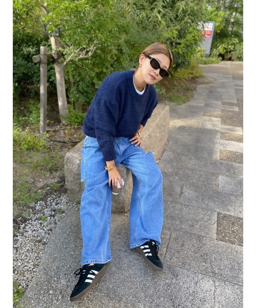 ニット セーター 「hideka select」ラメフェザープルオーバー / ラメニット フェザーニット シャギーニット レディース HEILIS ニット セーター 「hideka select」ラメフェザープル