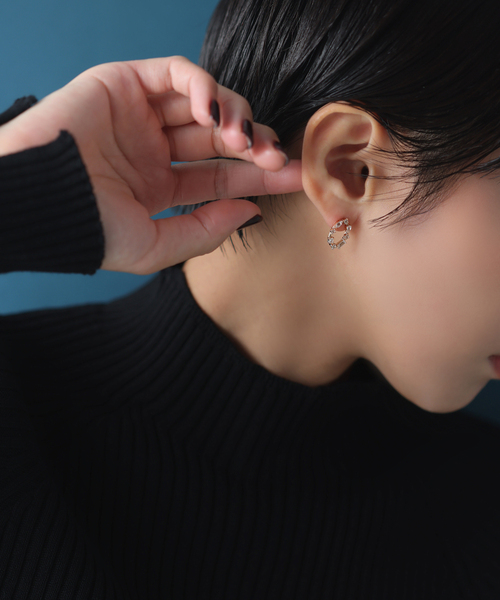 Lilas ピアス ミックスモチーフオーバルピアス K10（両耳） レディース