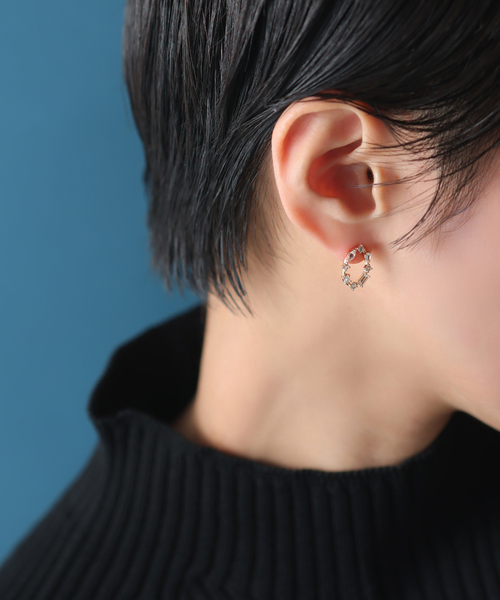 美品　lilas リラ　ミックスモチーフペンタゴンピアス　K10 両耳 Lilas ピアス ミックスモチーフオーバルピアス K10（両耳