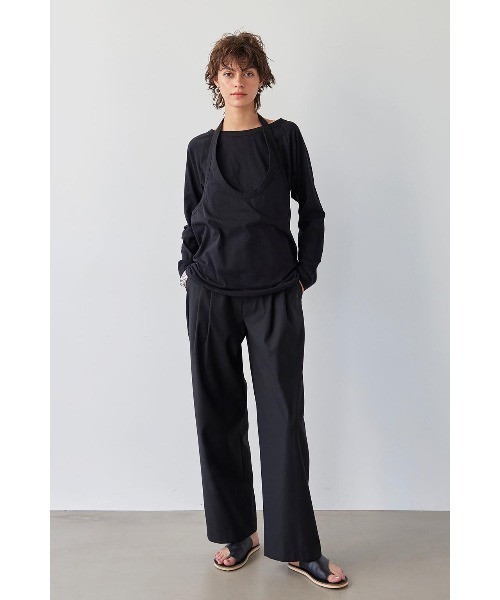 【全3色】ホルターネックカットソー　ダークベージュ チャコール ブラック【holter-0726atop】( lam )(240822) ALEXIA STAM tシャツ Halterneck Layered Tee /ホルターネック