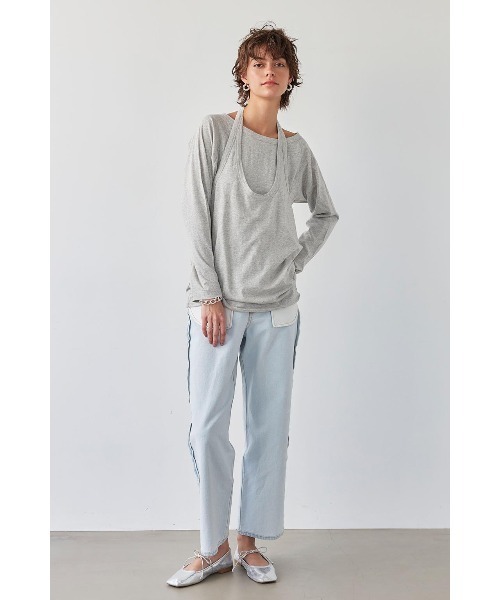 カットソー(半袖/袖なし) ALEXIA STAM - frill shirring top 海外輸入】 ALEXIA Top/フリル Shirring STAM（アリシアスタン