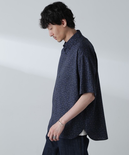 NANO universe シャツ 小花柄レギュラーシャツ 半袖 メンズ